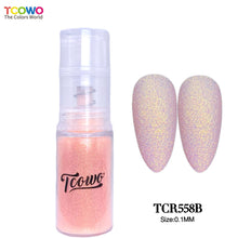 Load image into Gallery viewer, TCT-921 Fine Glitter Ombre Powder Spray, Gold Background Iridescent Rainbow Glitter, 12 Colors 38um, Easy to Use for Nail Art Hair Skin Crafts, MSDS Certified, Guangdong China
