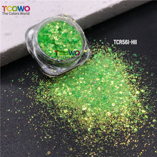 Load image into Gallery viewer, TCT-896 Eco‑Friendly Gold Background Iridescent Rainbow Chunky Glitter for Face Body Makeup Crafts Tumbler Decoration

