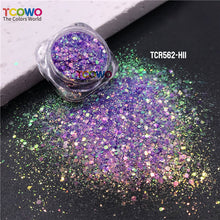 Load image into Gallery viewer, TCT-896 Eco‑Friendly Gold Background Iridescent Rainbow Chunky Glitter for Face Body Makeup Crafts Tumbler Decoration
