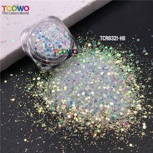 Load image into Gallery viewer, TCT-896 Eco‑Friendly Gold Background Iridescent Rainbow Chunky Glitter for Face Body Makeup Crafts Tumbler Decoration

