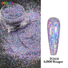 Load image into Gallery viewer, TCT-814 TCOWO Strong Holographic Color Fine Glitter Solvent Resistant Ultrathin Material Nails Art Manicure Makeup DIY Decoration Powder
