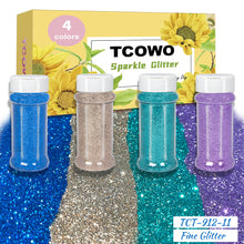 Load image into Gallery viewer, TCT-912 TCOWO Bulk Mix Christmas Glitter PET Film Holographic/Metallic/Rainbow Iridescent Chunky Glitter Shaker 2OZ/Bottle*4 Glitter for Nail Art Resin DIY Crafts Festival Decorations Face Body Hair Decoration Wholesale
