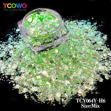 Load image into Gallery viewer, TCT-1046 Embossed High Sparkle Silver Mirror Glitter Bulk Wholesale, Eco-Friendly PET Mix Size Chunky Glitter Powder for Nail Art Resin Tumblers Crafts Valentine Decor
