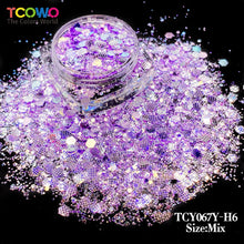 Load image into Gallery viewer, TCT-1046 Embossed High Sparkle Silver Mirror Glitter Bulk Wholesale, Eco-Friendly PET Mix Size Chunky Glitter Powder for Nail Art Resin Tumblers Crafts Valentine Decor
