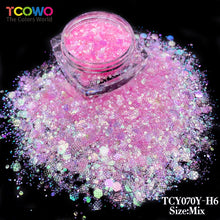Load image into Gallery viewer, TCT-1046 Embossed High Sparkle Silver Mirror Glitter Bulk Wholesale, Eco-Friendly PET Mix Size Chunky Glitter Powder for Nail Art Resin Tumblers Crafts Valentine Decor
