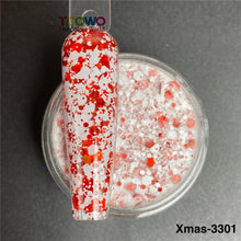 Load image into Gallery viewer, TCT-919 Christmas Glitter Mix Acrylic Powder For Nails Extension Dipping Engraving, Poly Monomer, PMMA, 10-60um, Custom Color/Packaging, Guangdong China, MSDS/SGS, Free Sample &amp; Wholesale TCOWO
