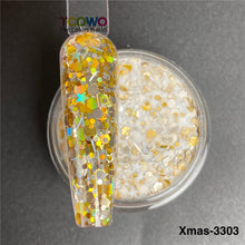 Load image into Gallery viewer, TCT-919 Christmas Glitter Mix Acrylic Powder For Nails Extension Dipping Engraving, Poly Monomer, PMMA, 10-60um, Custom Color/Packaging, Guangdong China, MSDS/SGS, Free Sample &amp; Wholesale TCOWO
