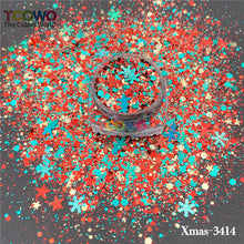 Load image into Gallery viewer, TCT-932 Christmas Sparkle Glitter Sequins Non-Toxic Eco-Friendly PET Glitter for Nail Art, Resin, Candle, DIY Crafts, Face Body Hair Makeup, Festival &amp; Wedding Decorations
