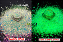 Load image into Gallery viewer, TCT-720 Glow in Dark Luminous Iridescent Chunky Glitter for Nails Art Tumbler Resin Crafts Festival Decoration
