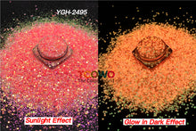 Load image into Gallery viewer, TCT-720 Glow in Dark Luminous Iridescent Chunky Glitter for Nails Art Tumbler Resin Crafts Festival Decoration
