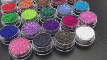 Load and play video in Gallery viewer, TCT-033 0.2MM Fine PET Metallic Glitter Powder for Nail Art, Tumblers, Slime &amp; Crafts 24 Colors
