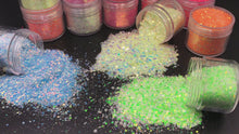 Load and play video in Gallery viewer, TCT-720 Glow in Dark Luminous Iridescent Chunky Glitter for Nails Art Tumbler Resin Crafts Festival Decoration
