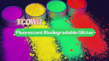 Load and play video in Gallery viewer, TCT-1058 Biodegradable Matte Fluorescent Glitter Eco-Friendly Vegan Cosmetic Grade Mix Chunky &amp; 0.4mm Fine Glitter for Nail Body Face Art &amp; Crafts
