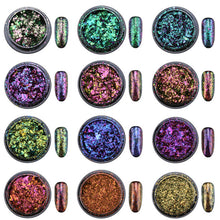 Load image into Gallery viewer, TCT-247 Chameleon Multi Chrome Nail Powder Natural Mica Iridescent Nail Flakes
