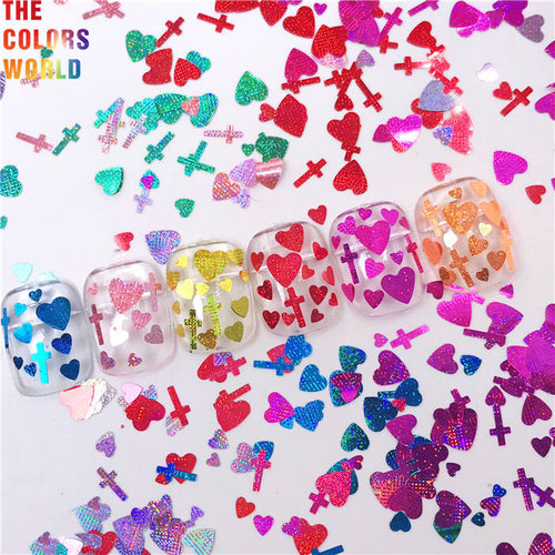 Love Heart  And Cross Mix Shape Glitter 