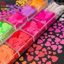Load image into Gallery viewer, Heart Shape Neon Matte Solvent Resistance Glitter
