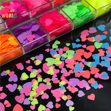Load image into Gallery viewer, Heart Shape Neon Matte Solvent Resistance Glitter
