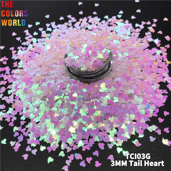 TCT-755 Valentine's Day Iridescent Tail Heart Nail Glitter Decoration Mermaid Manicure