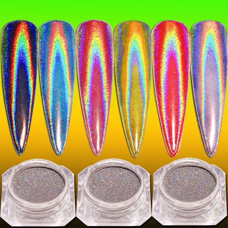 TCWB182 High Holographic Silver Magic Aurora Mirror Chrome Effect Powder For Makeup