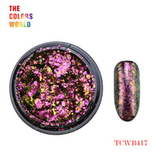 Load image into Gallery viewer, TCT-247 Chameleon Multi Chrome Nail Powder Natural Mica Iridescent Nail Flakes
