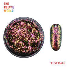 Load image into Gallery viewer, TCT-247 Chameleon Multi Chrome Nail Powder Natural Mica Iridescent Nail Flakes
